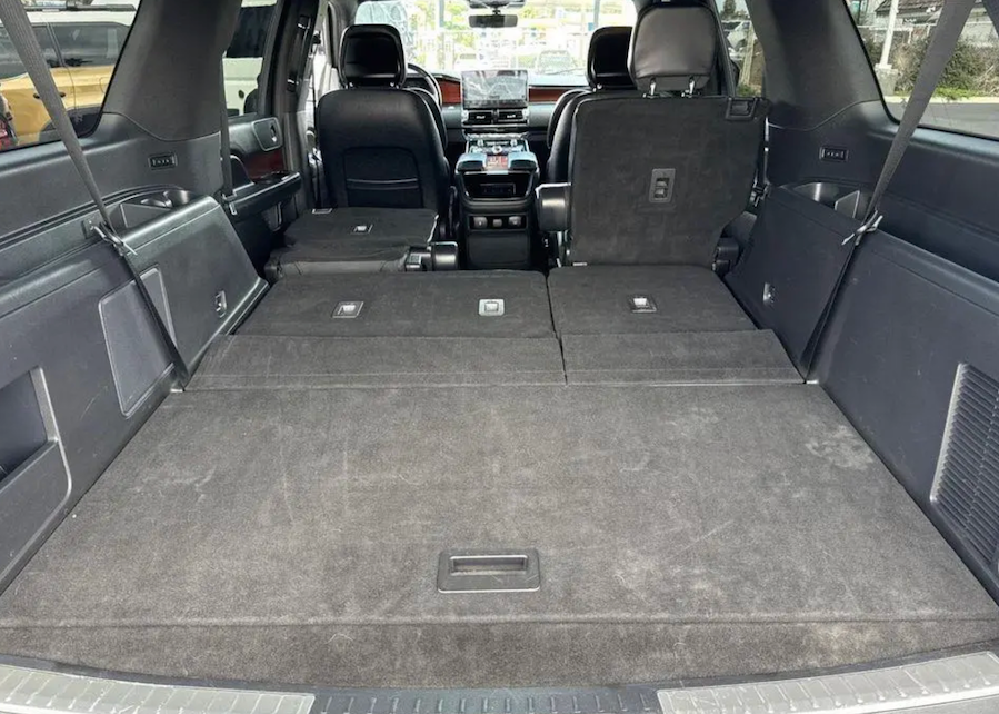 Empty interior of a vehicle with folded seats