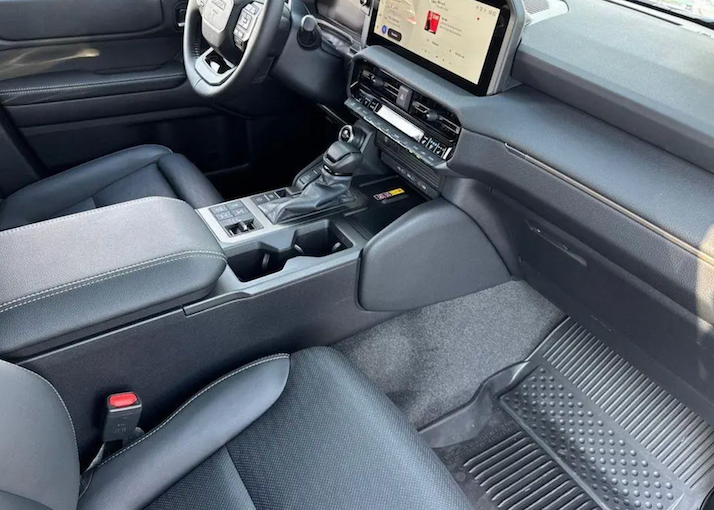Car interior with gray seats and dashboard