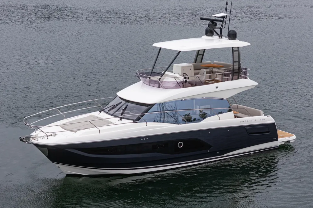 White and black motor yacht on a body of water