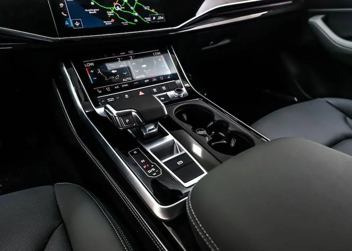 Car interior with dashboard and center console