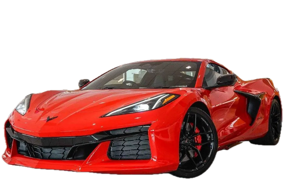 Red sports car on a white background
