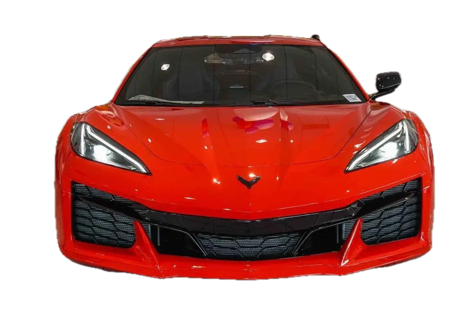 Red sports car on a white background