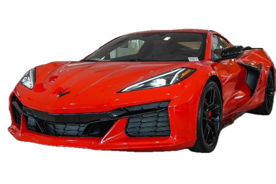 Red sports car on a white background