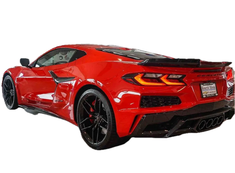 Red sports car on a white background