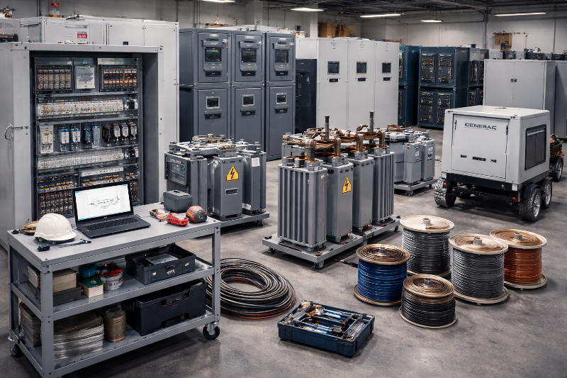 Electrical equipment and components in a warehouse setting