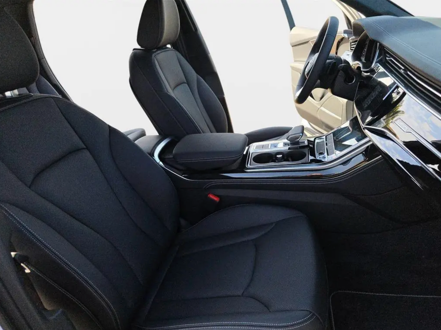 Car interior with black seats and dashboard
