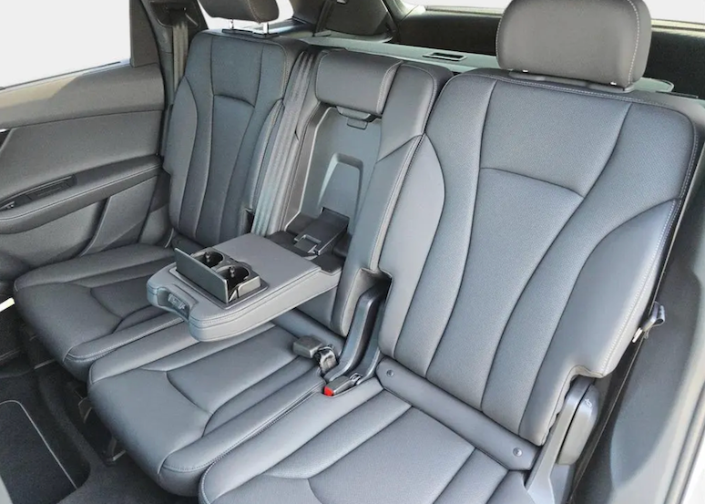 Gray car interior with backrests folded down