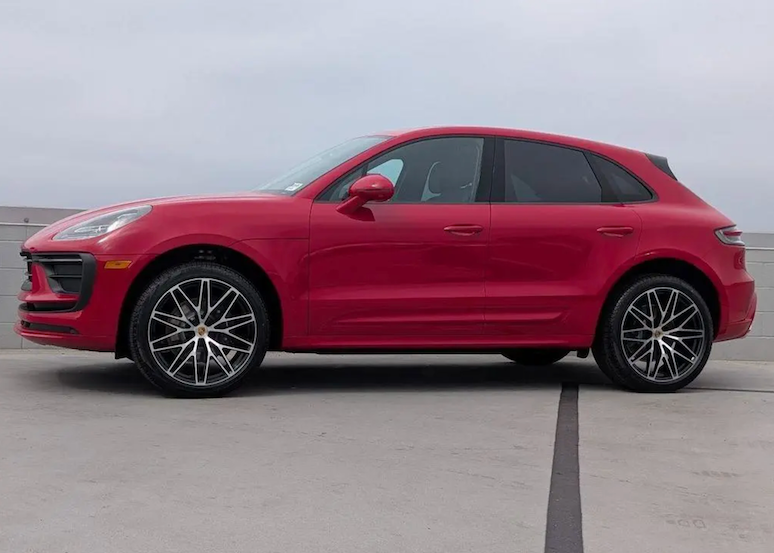 Red SUV on a gray background