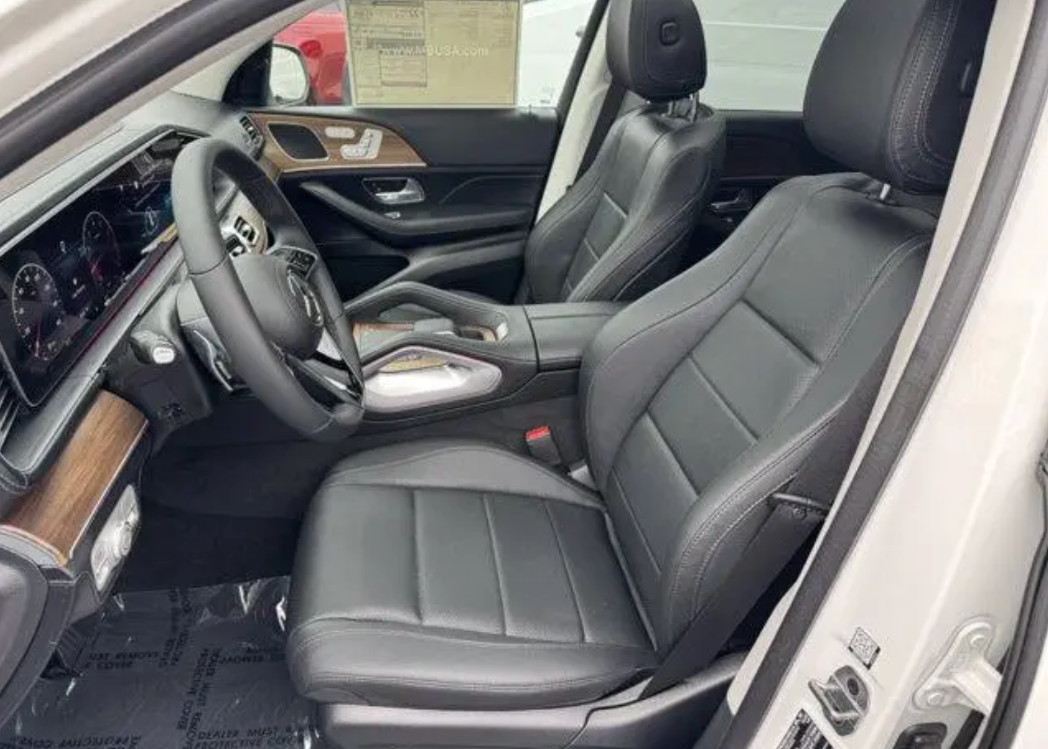 Car interior with gray seats and dashboard