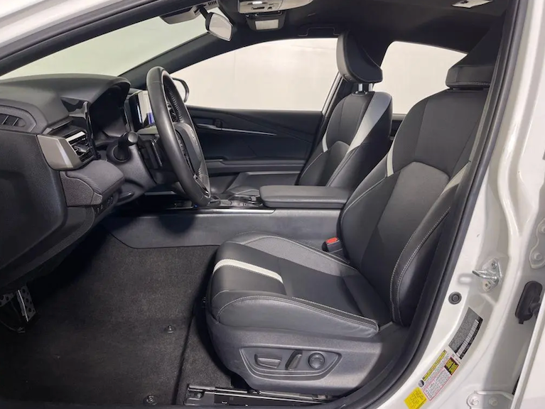 Car interior with gray seats and dashboard